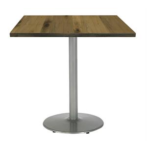 KFI Urban Loft 36&quot Square Breakroom Table Natural Rnd Silver Base Bistro Height