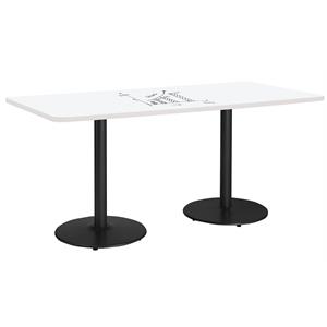 KFI 36&quot x 84&quot Pedestal Table with Whiteboard Top Black Rnd Base