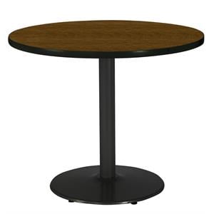 KFI 36&quot Round Breakroom Table with Walnut Top Round Black Base