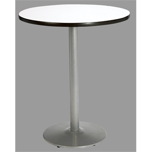 KFI 36&quot Round Bar Height Breakroom Table - White Linen - Round Silver Base