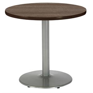 KFI Mode 36&quot Round Breakroom Table with Teak Round Silver Base Counter Height