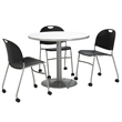 KFI Crisp Linen 36im Breakroom Table with Round Silver Base