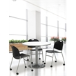 KFI Crisp Linen 36im Breakroom Table with Round Silver Base