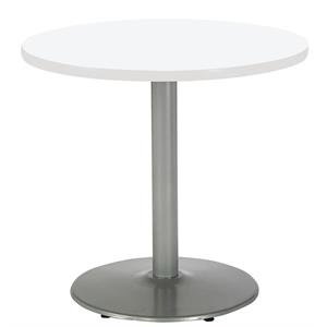 KFI Mode 36&quot Round Breakroom Table with White Round Silver Base Counter Height