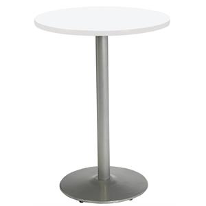 KFI Mode 36&quot Round Top Breakroom Table White Round Silver Base Bistro Height