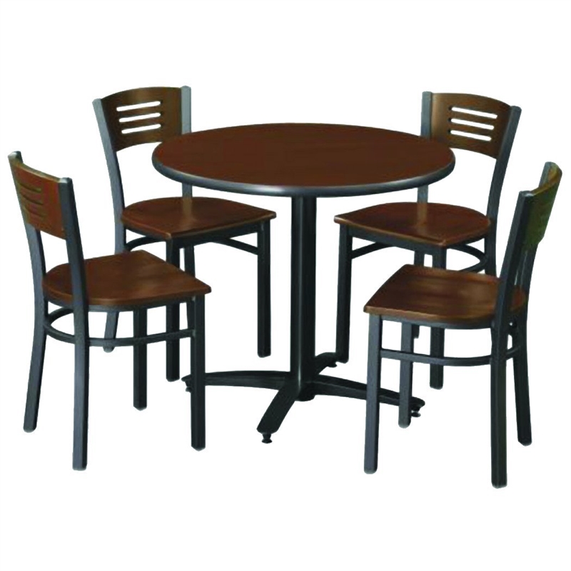 KFI 36in Dark Mahogany Breakroom Table with Arched X Base