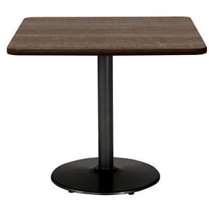 KFI Mode 36&quot Square Top Breakroom Table Round Black Base Standard Height Teak