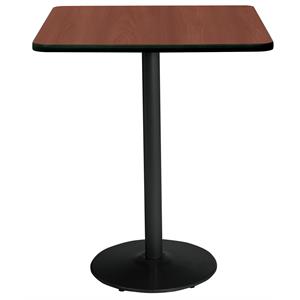 KFI 36&quot Square Breakroom Table with Mahogany Top Round Black Base Bistro Height