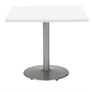 KFI Mode 36&quot Square Top Breakroom Table Round Silver Base Standard Height White