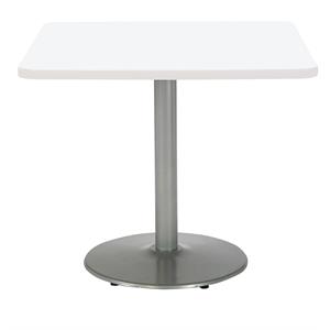 KFI Mode 36&quot Square Breakroom Table with White Round Silver Base Counter Height