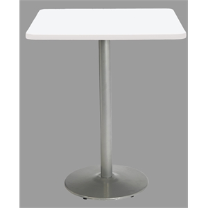 KFI Mode 36&quot Square Top Breakroom Table White Round Silver Base Bistro Height