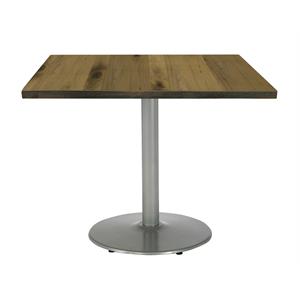 KFI Urban Loft 36&quot Square Breakroom Table Barnwood Rnd Silver Base Stand. Height