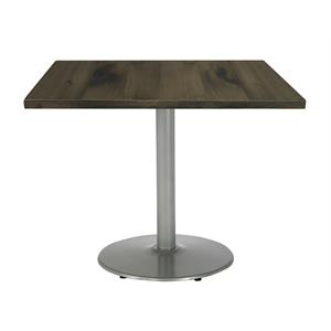 KFI Urban Loft 36&quot Square Breakroom Table Espresso Rnd Silver Base Stand. Height