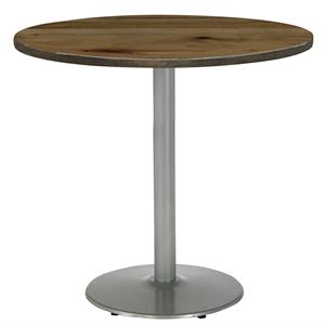 KFI Urban Loft 42&quot Round Breakroom Table Natural Round Silver Base Bistro Height
