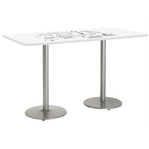 KFI 42&quot x 84&quot Bistro Table with Whiteboard Top Silver Rnd Base