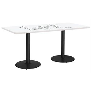 KFI 42&quot x 96&quot Pedestal Table with Whiteboard Top Black Rnd Base
