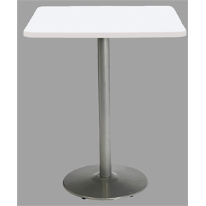 KFI Mode 42&quot Square Top Breakroom Table White Round Silver Base Bistro Height