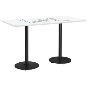 KFI 42&quot x 96&quot Bistro Table with Whiteboard Top Black Rnd Base