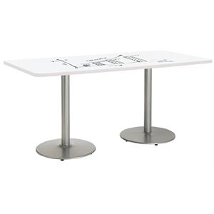 KFI 42&quot x 96&quot Pedestal Table with Whiteboard Top Silver Rnd Base