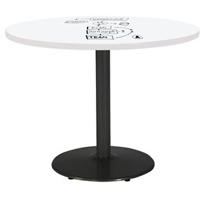 KFI 42&quot Pedestal Table with Whiteboard Top Black Rnd Base