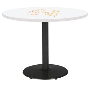 KFI 48&quot Pedestal Table with Whiteboard Top Black T-leg Base