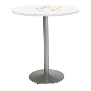 KFI 48&quot Bistro Table with Whiteboard Top Silver T-leg Base