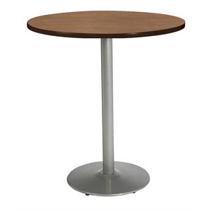 KFI Mode 48&quot Round Top Breakroom Table Cherry Round Silver Base Bistro Height