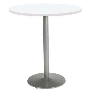 KFI Mode 48&quot Round Top Breakroom Table White Round Silver Base Bistro Height
