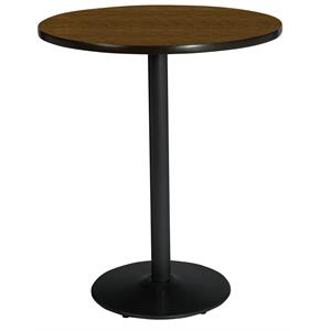 KFI 42&quot Round Breakroom Table with Walnut Top Round Black Base Bistro Height