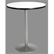 KFI Crisp Linen White 42in Breakroom Table with Round Silver Base