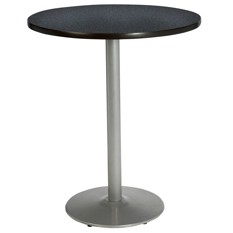 KFI Graphite Nebula 42in Breakroom Table - Round Silver Base Graphite (Charcoal)