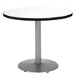 KFI Crisp Linen 42in Breakroom Table with Round Silver Base