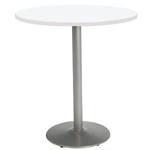 KFI Mode 42&quot Round Top Breakroom Table White Round Silver Base Bistro Height