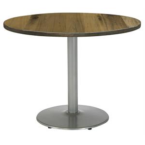 KFI Urban Loft 42&quot Round Breakroom Table Natural Round Silver Base Stand. Height