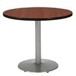 KFI Dark Mahogany 42in Breakroom Table with Round Silver Base