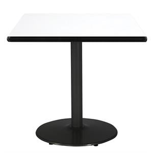 KFI 42&quot Square Breakroom Table with Crisp Linen Top Round Black Base