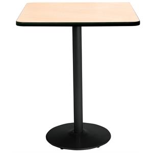 KFI 42&quot Square Breakroom Table with Natural Top Round Black Base Bistro Height