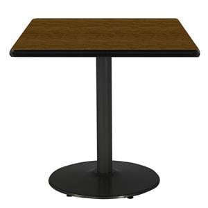 KFI 42&quot Square Breakroom Table with Walnut Top Round Black Base
