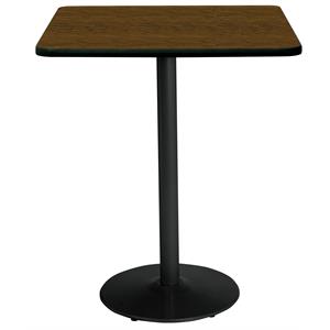 KFI 42&quot Square Breakroom Table with Walnut Top Round Black Base Bistro Height
