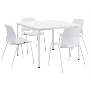 KFI Dailey 42in Square Dining Set - White Table - White Chairs