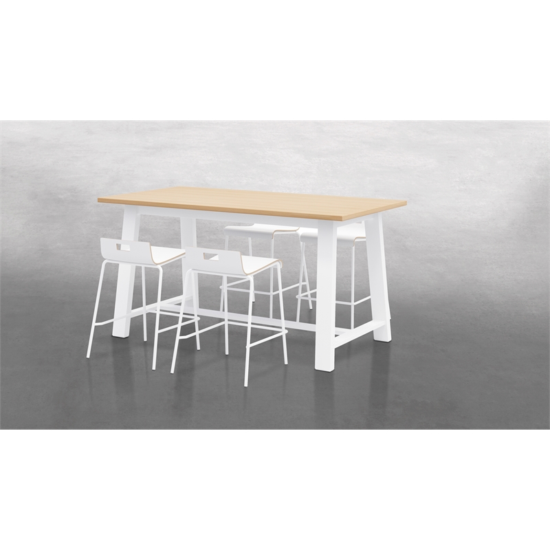 KFI Studios Midtown Cafe Table and 4 Chairs Set in Natural/White