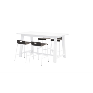 KFI Studios Midtown Table and 4 Counter Stools Set in Espresso/White