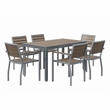 Eveleen 55 x 32in Dining Table Set- Mocha Top- 6 Chairs