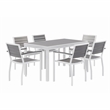 Eveleen 55 x 32in Dining Table Set- Grey Top- 6 Chairs