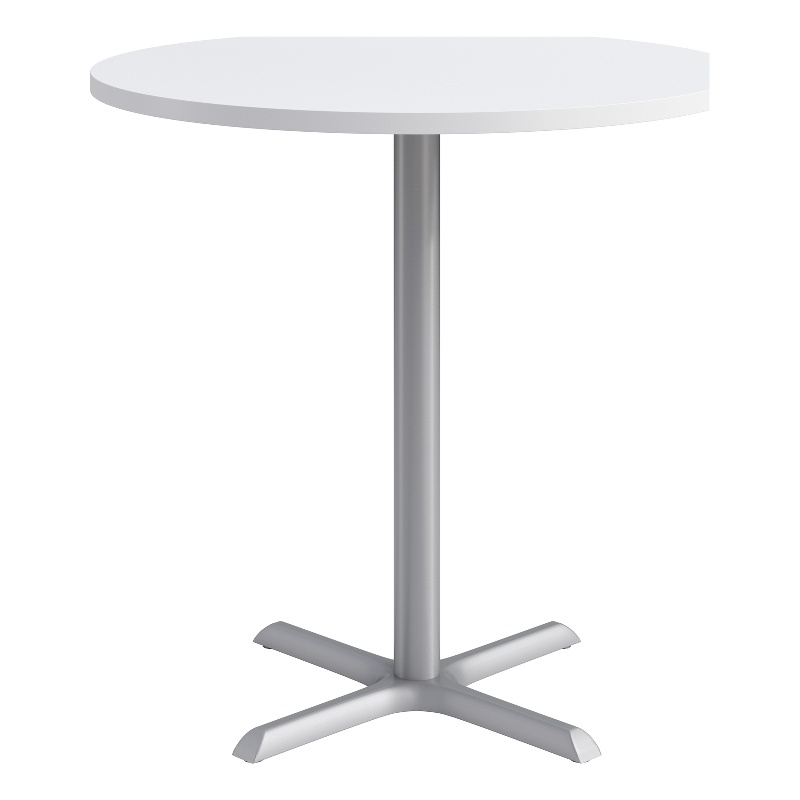 KFI Studios 42in Round Dining Table - 42in H - White Top - Silver Base