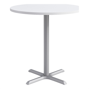 KFI Studios 42in Round Dining Table - 42in H - White Top - Silver Base