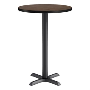 KFI Studios 30in Round Dining Table - 42in H - Walnut Top - Black Base