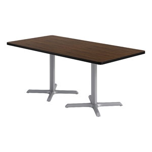 KFI Studios 36x72in Rect. Dining Table - Walnut Top - Silver Base
