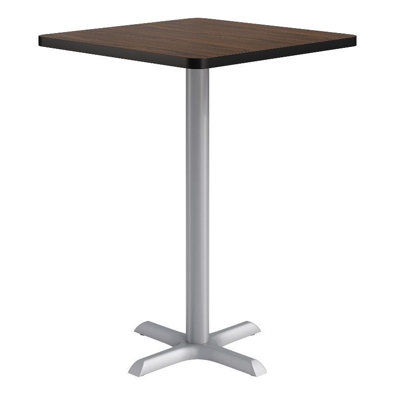 KFI Studios 30in Square Dining Table - 42in H - Walnut Top - Silver Base