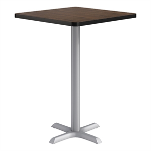 KFI Studios 30in Square Dining Table - 42in H - Walnut Top - Silver Base
